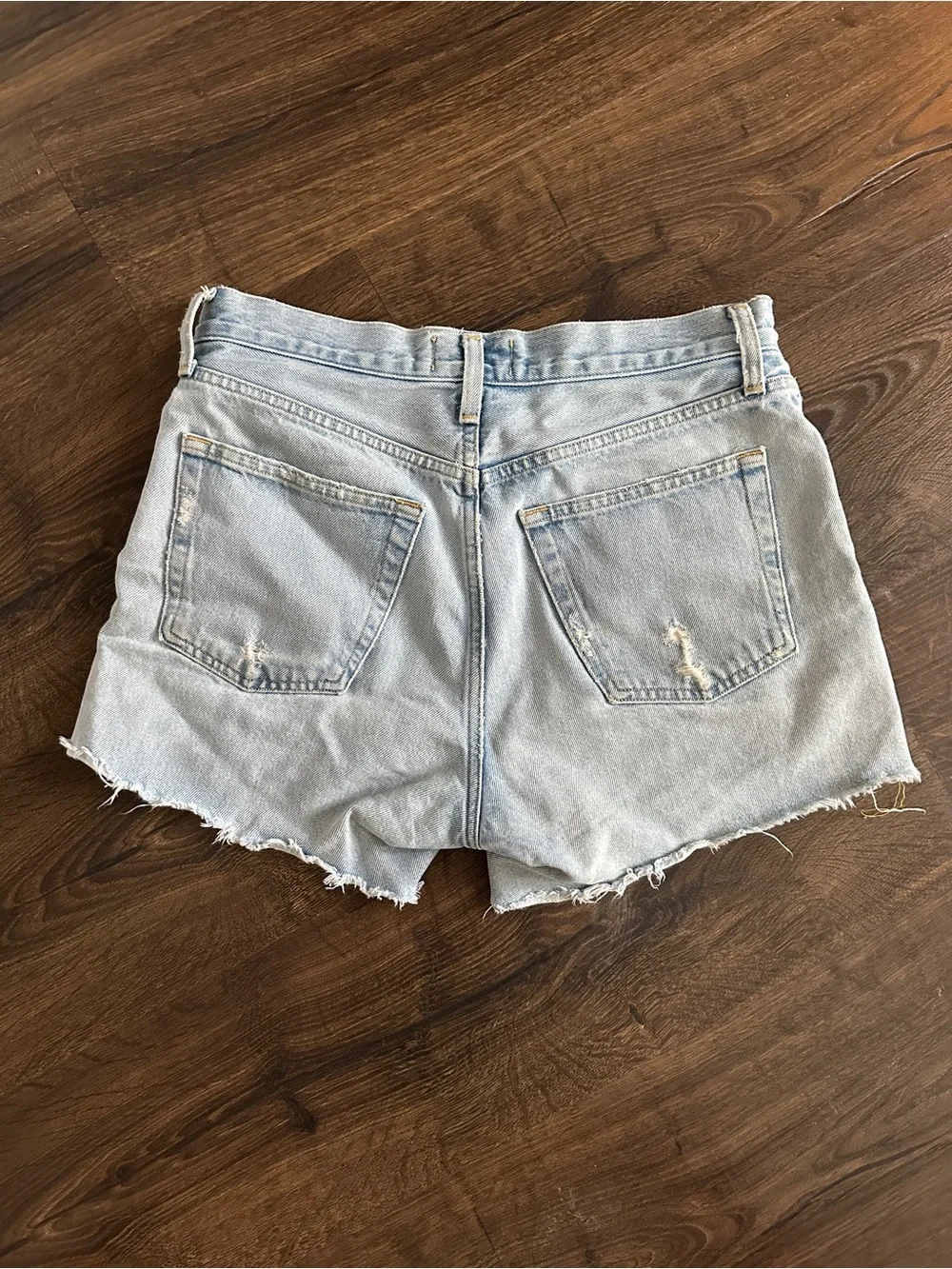 Agolde Parker Long Distressed High-Rise Denim Shorts